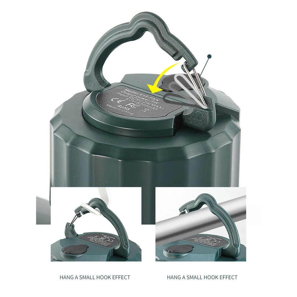 Camping Fan with LED Lantern, USB Port, Remote Control, 3 Speeds E750825