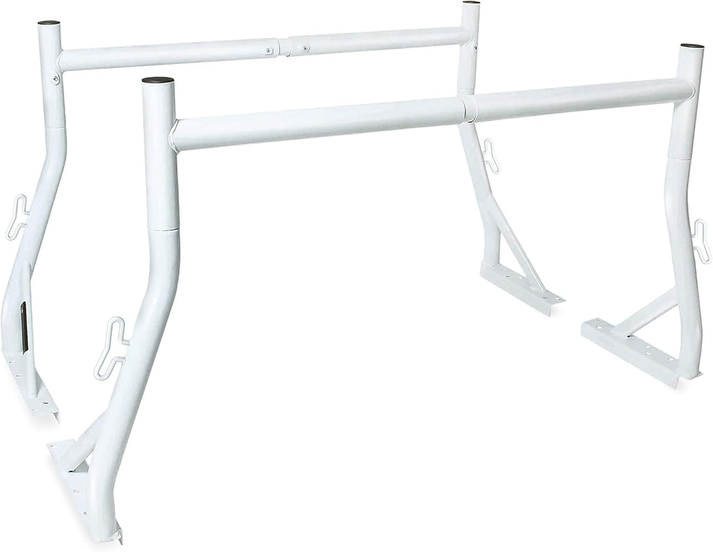 Extendable Steel Pick-Up Truck Ladder Rack Two-bar Set - White C578805