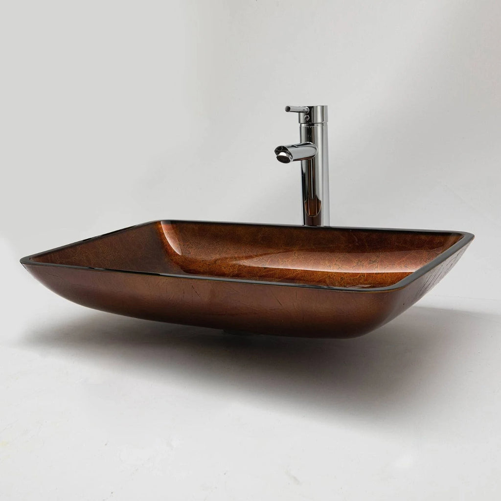 Tan Rectangular Vessel Bathroom Sink Y134