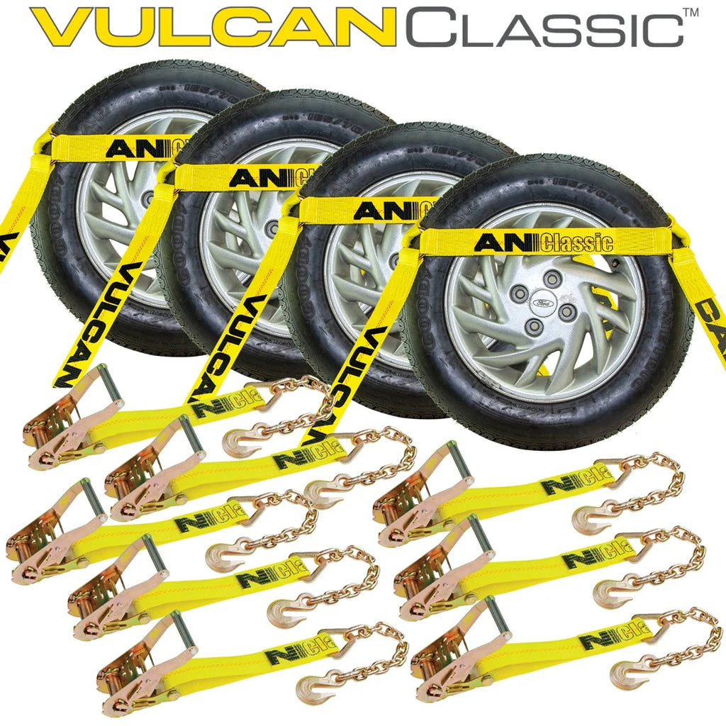 Classic Yellow 4 Pack Car Tie Down Chain Anchors Flat Bed Side Rail T9035
