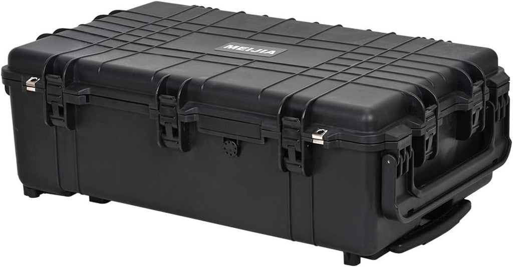 Portable Rolling Waterproof Hard Case with Wheels and Retractable Pull Handle, Black, 31.65inch x 19.37inch x 11.02inch B206545