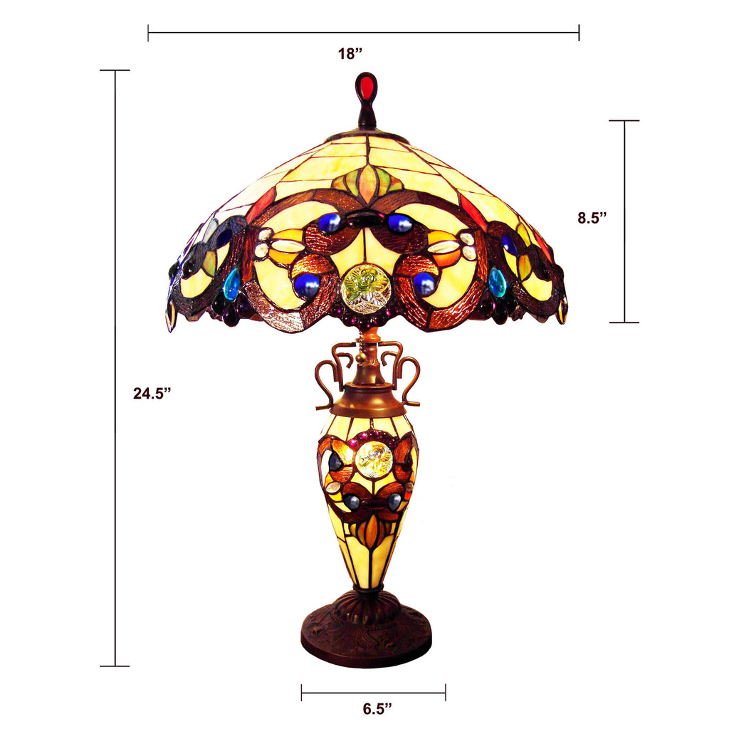 Victorian Tiffany-Style 3 Light Table Lamp 18" Wide S90492