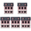 5pcs Wood Miniature House Ornament X244542