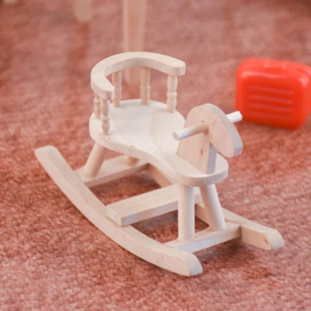 Dollhouse Unpainted Wooden Cockhorse Toy Furniture Model K37455