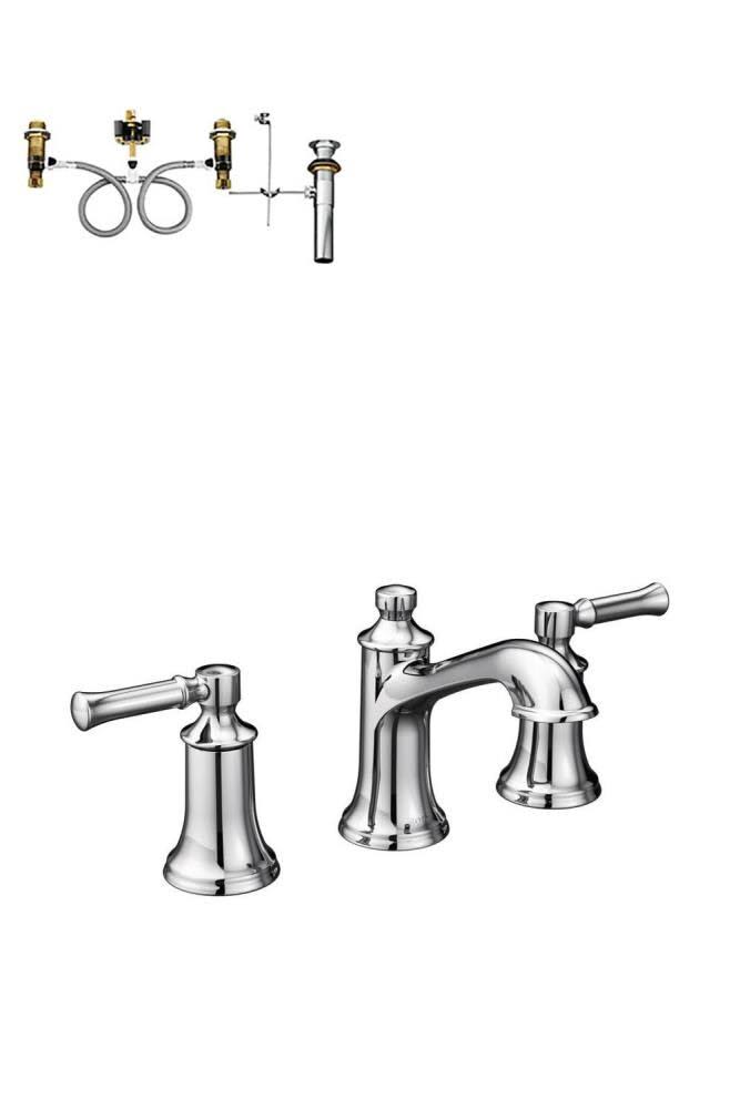 Polished Chrome 2-Handle Widespread Bathroom Sink Faucet W634