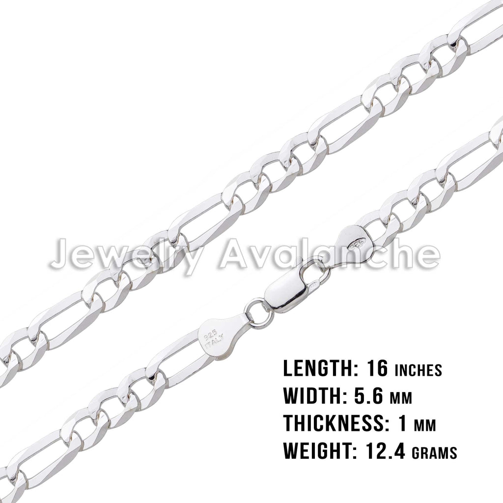 .925 Sterling Silver Figaro Link Chain Necklace 16 inches R66109