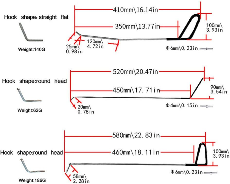 Paintless Dent Repair Rod Tool Kit, 6PCS Y671840