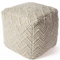 Ivory Chevron Cable Pouf G7191