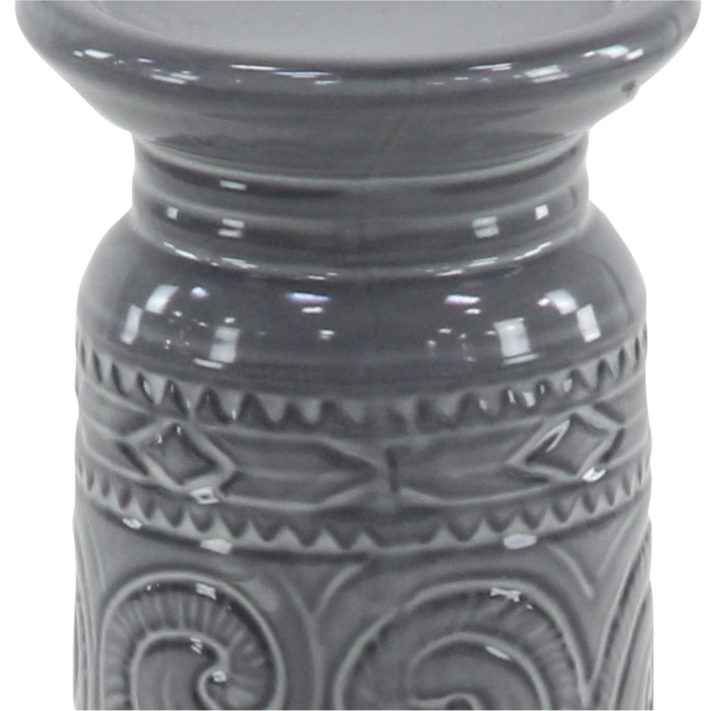 Set of 3 Gray Cylindrical Candle Holders V961033