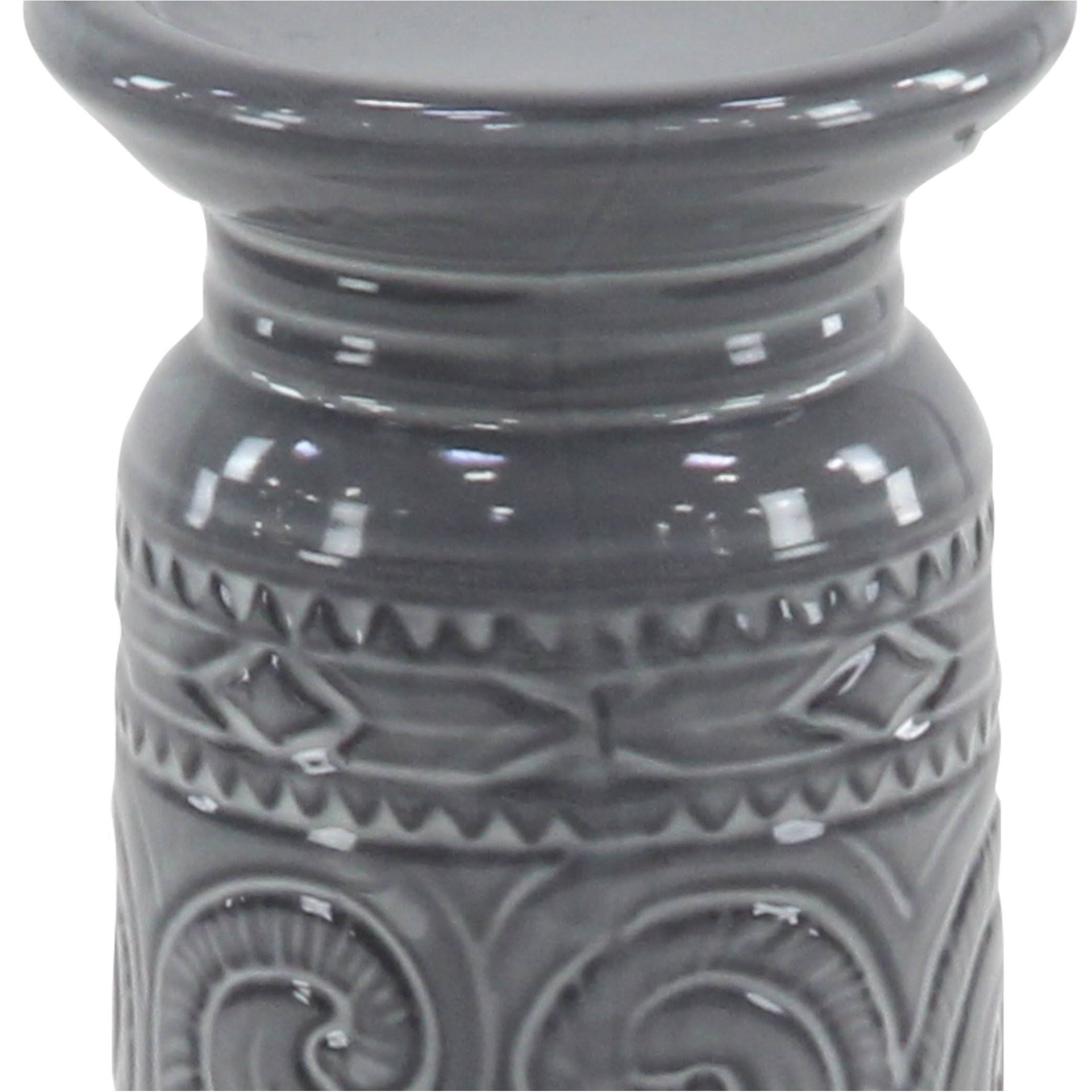 Set of 3 Gray Cylindrical Candle Holders V961033