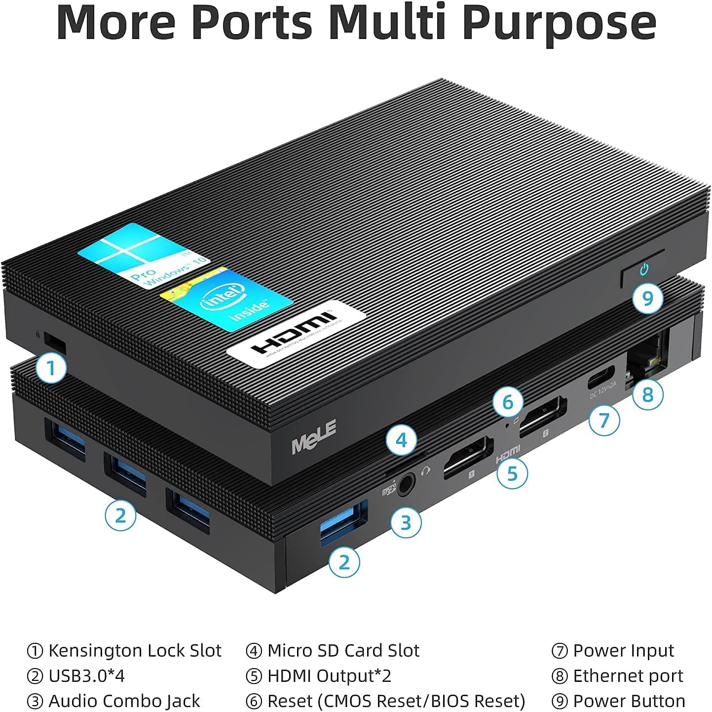 Fanless Mini PC Window11 Pro Celeron J4125 8GB/128GB Small Desktop Computer Dual HDMI 4K Output C819082