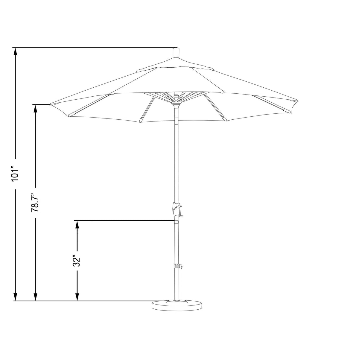 9 ft. Aluminum Push Tilt Patio Umbrella L961