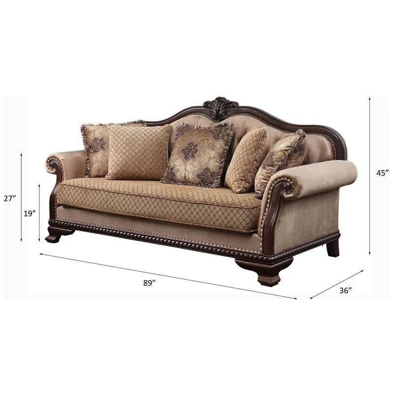 Brown Espresso Sofa with 5 Pillows H10580