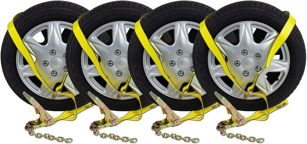 (4 Pack) 2 x 12' Ratchet Strap with Chain Anchor K268