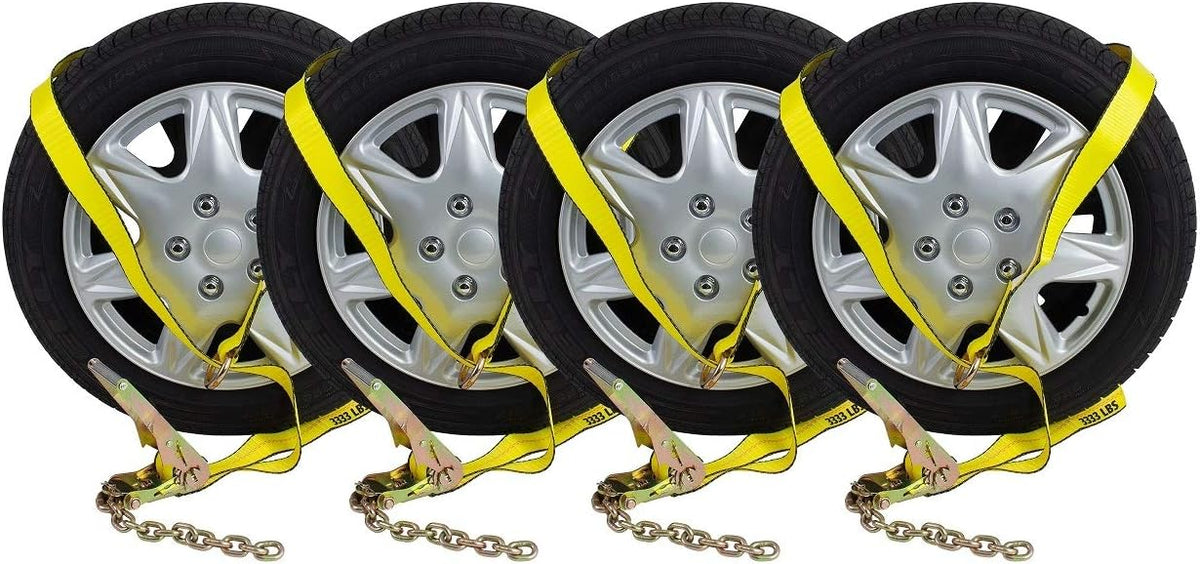 (4 Pack) 2 x 12' Ratchet Strap with Chain Anchor K268