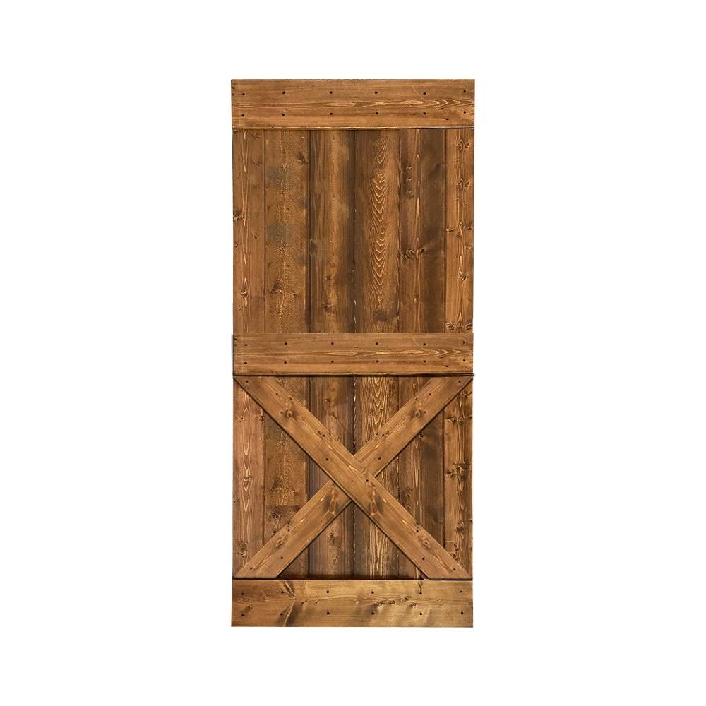 Weather Gray Stained Solid Knotty Pine Wood Interior Sliding Barn Door Slab B374724