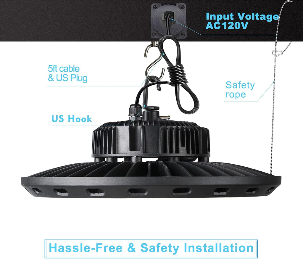 250W LED High Bay Light 35000lm 5000K Daylight 2Pack R394813