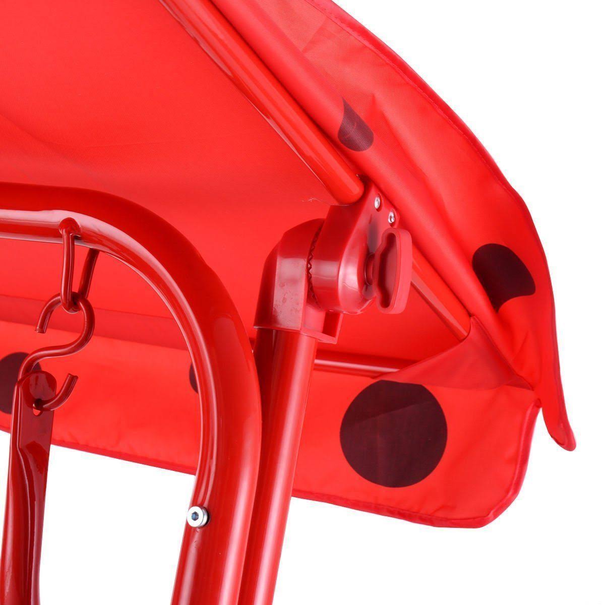 Red 2 Person Kids Patio Swing Chair with Canopy Q52382