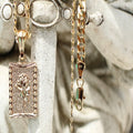 14K Bonded Gold Cuban Chain with Rose Charm Necklace with Gift Box/Bag O3310