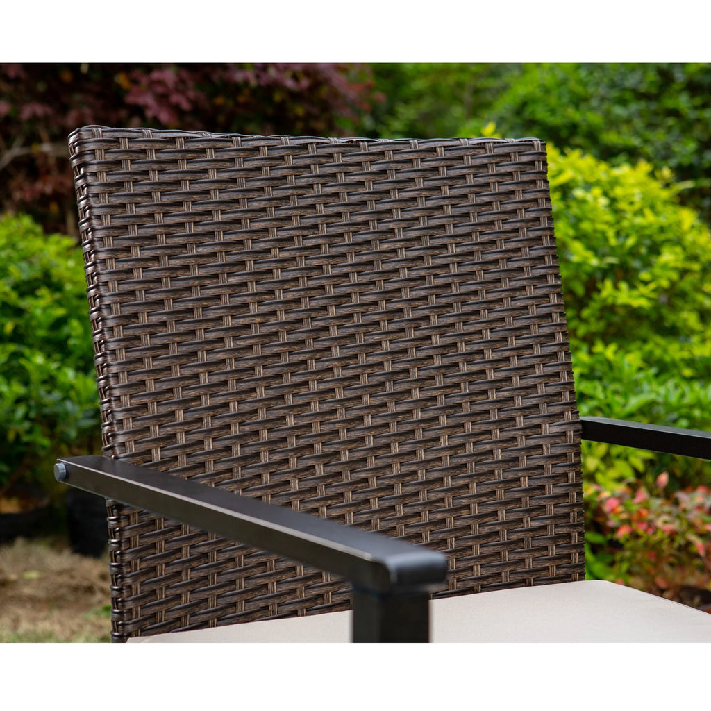6-Piece Outdoor Dining Set with Acacia Wood Table, Bench and Wicker Chairs with Cushions A5466