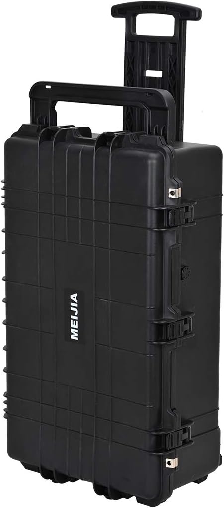Portable Rolling Waterproof Hard Case with Wheels and Retractable Pull Handle, Black, 31.65inch x 19.37inch x 11.02inch B206545