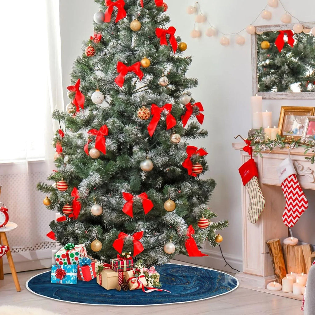Blue Marble Pattern Christmas Tree Skirt X814087