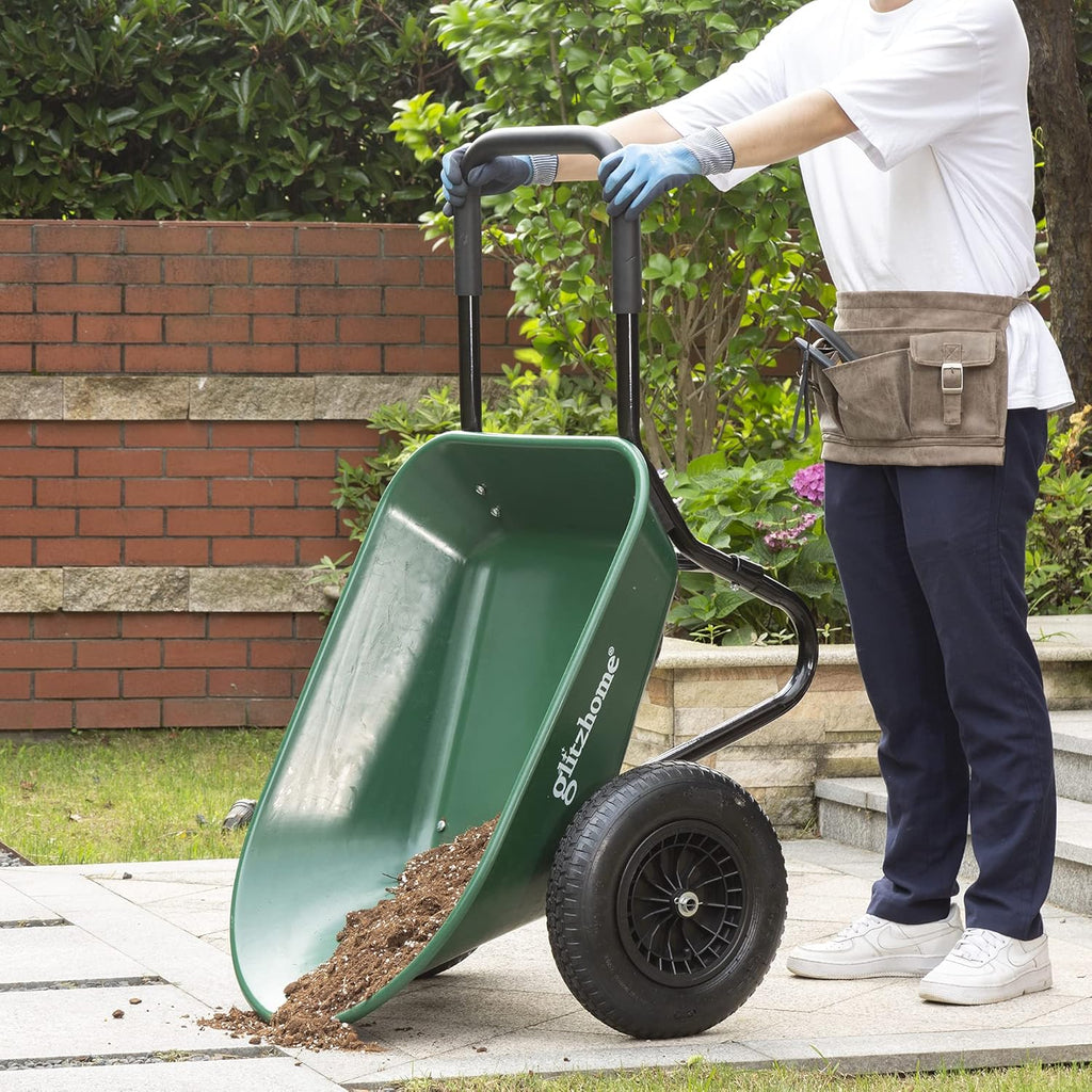 Green Steel Framed Plastic Garden Utility Dump Cart A111