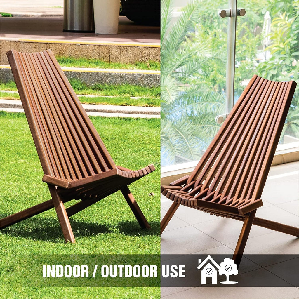 Folding Acacia Wood Outdoor Lounge Chair X244914