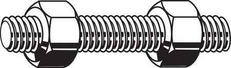 Threaded Stud, plain, 1-3/4-8X13, pk4 P955