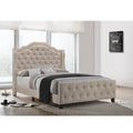 Beige Linen Tufted Panel Bed Queen Q429