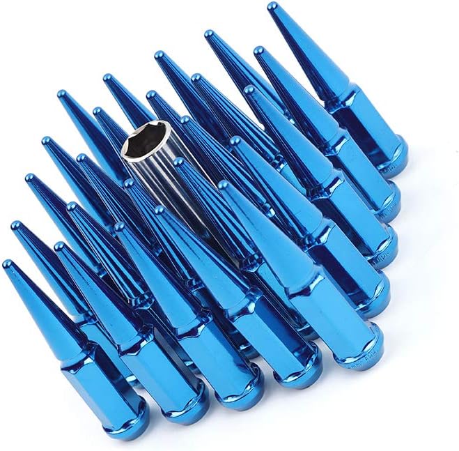 24 Pcs Blue Spike Lug Nuts with Key R22356