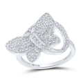 Sterling Silver Diamond Butterfly Ring Size 8 W672