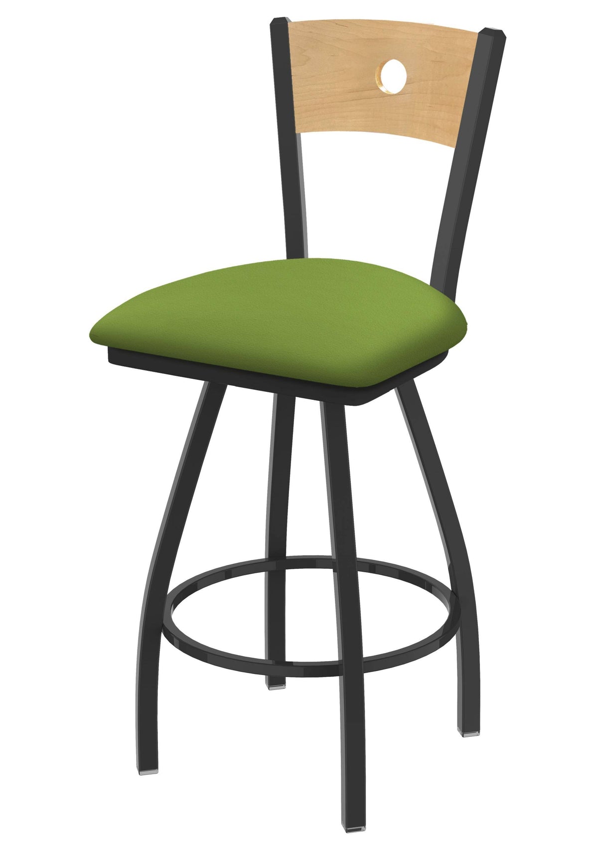 25x22 Swivel Counter Stool with Pewter Finish, Natural Back, and Green Seat V893637