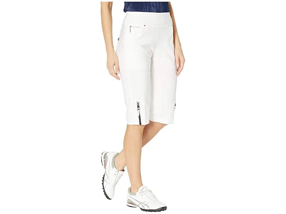 White Pull-On Knee Capris U2244