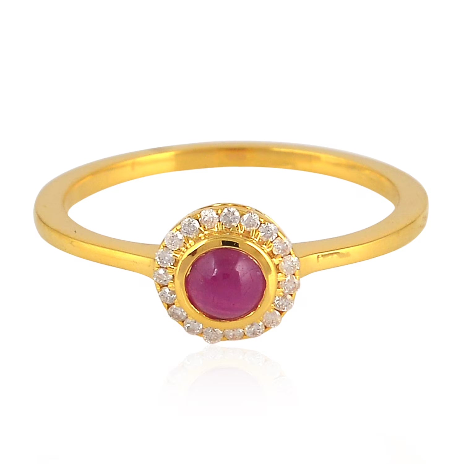 Red Ruby CZ Solitaire Ring Yellow Gold Plated 925 Silver Y234457