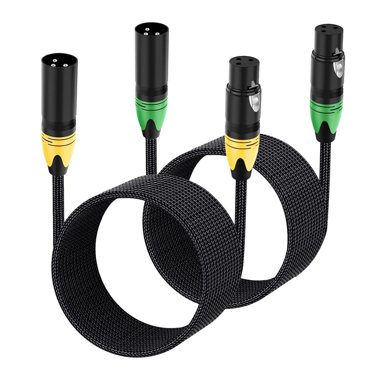 XLR DMX Cables 3ft 6 Pack Black Braided S5341