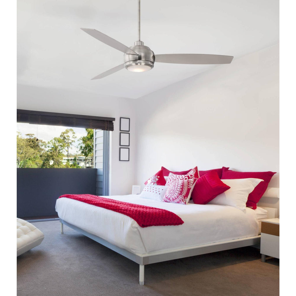 Brushed Nickel LED Ceiling Fan with Light Opal Glass I67108