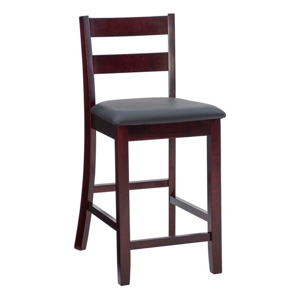 Dark Merlot Wood & Faux Leather Counter Stool O23146