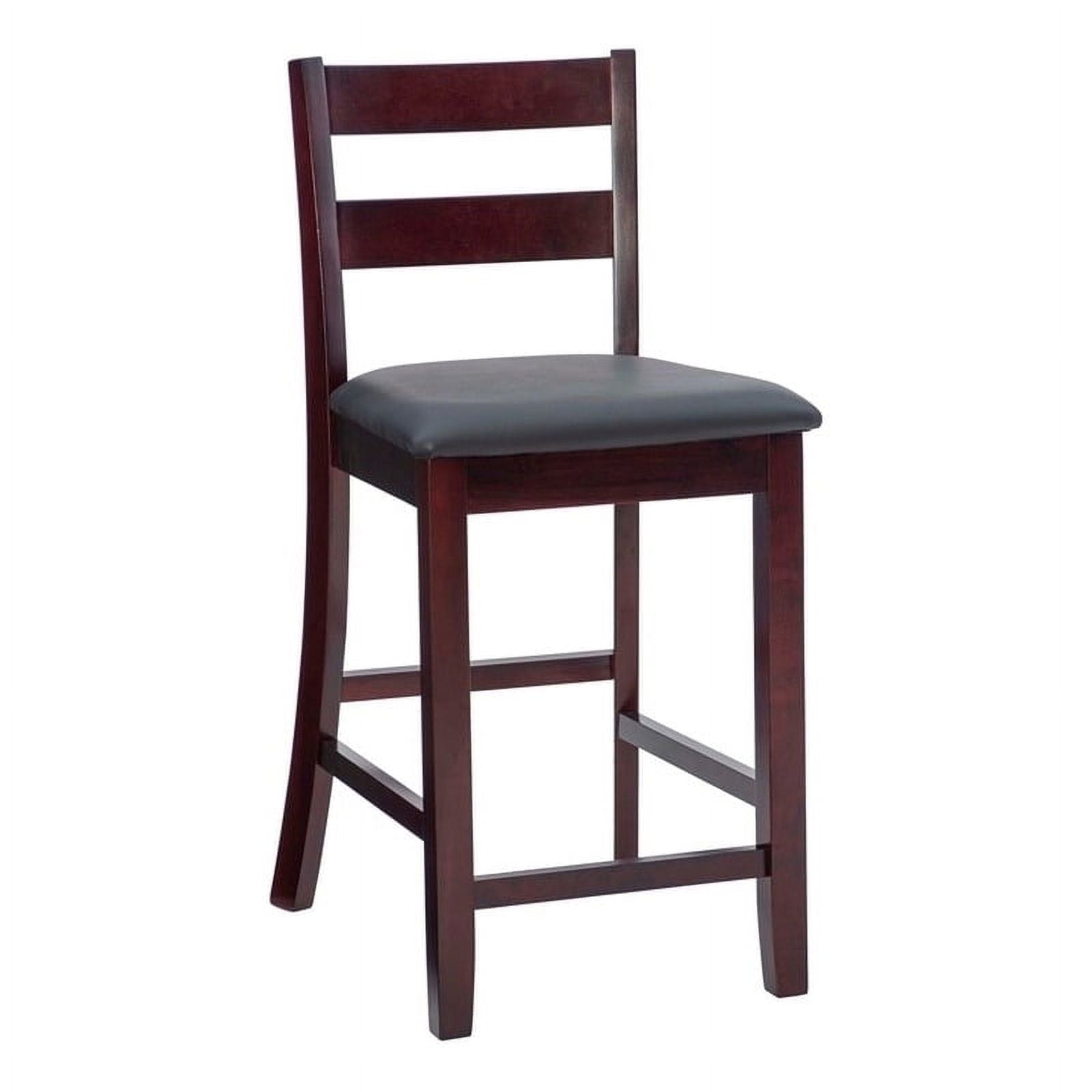 Dark Merlot Wood & Faux Leather Counter Stool O23146
