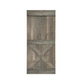 Weather Gray Stained Solid Knotty Pine Wood Interior Sliding Barn Door Slab B374724