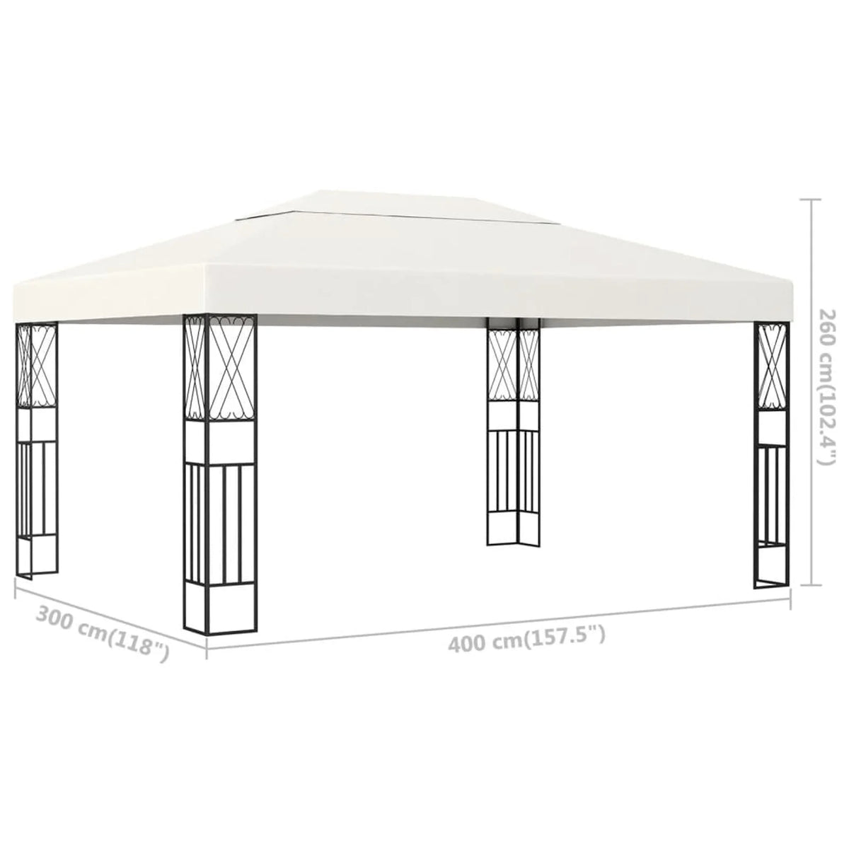 Canopy Tent Sun Shelter with Steel Frame Cream Fabric White Party Bbq Pop- Tent Picnic Patio 13.1' X 9.8' I97334