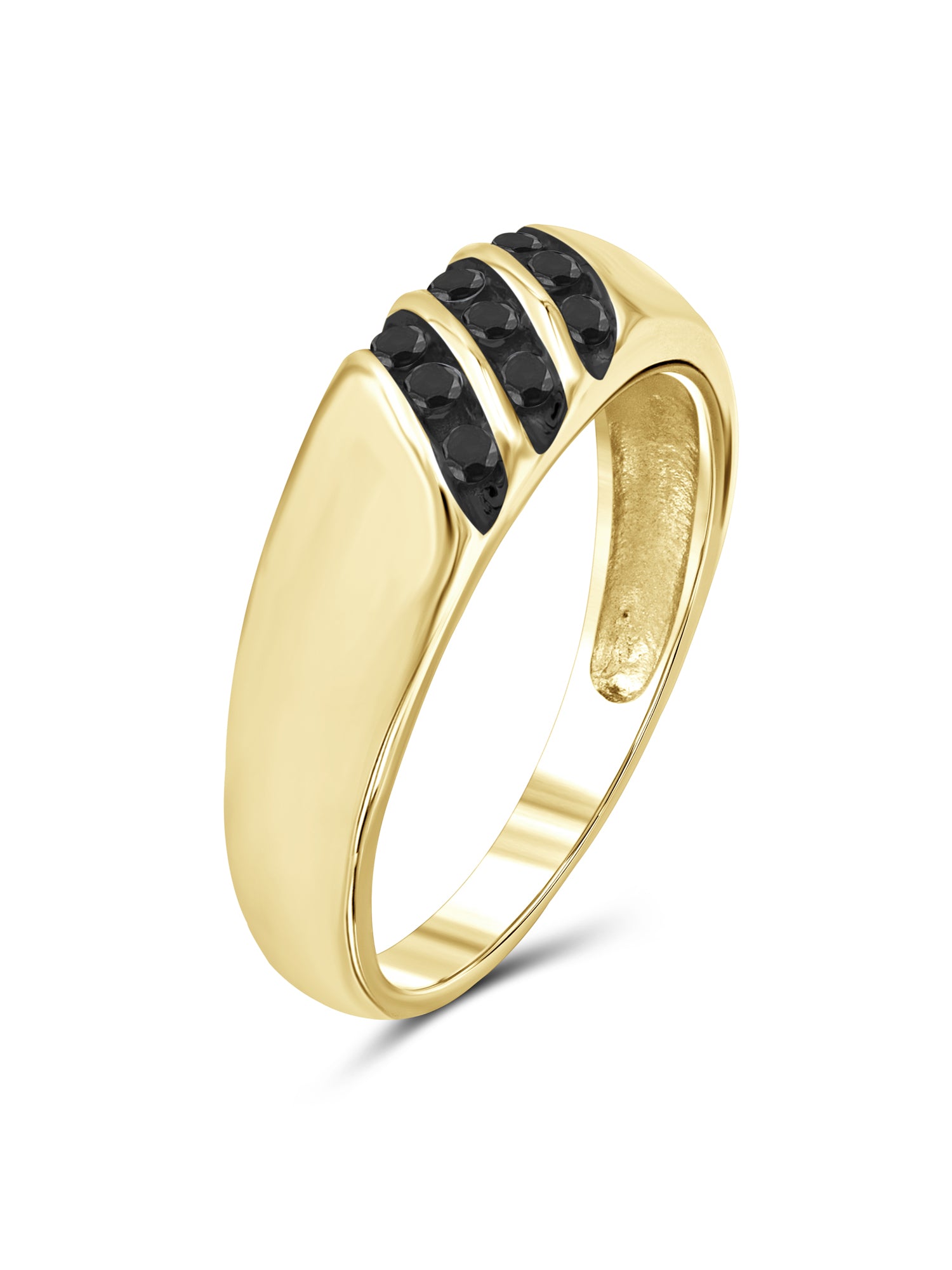 Black Diamond Ring for Men 14K Gold Plated Silver A336