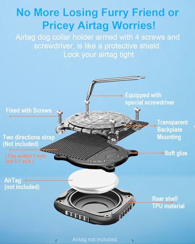 2 Pack Airtag Dog Collar Holder with Removable Buckle, TPU W4318