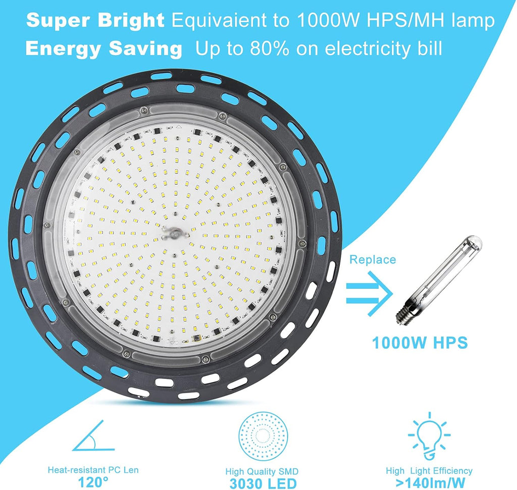 250W LED High Bay Light 35000lm 5000K Daylight 2Pack R394813