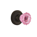 Crystal Pink Glass Door Knob in Oil-Rubbed Bronze F1363