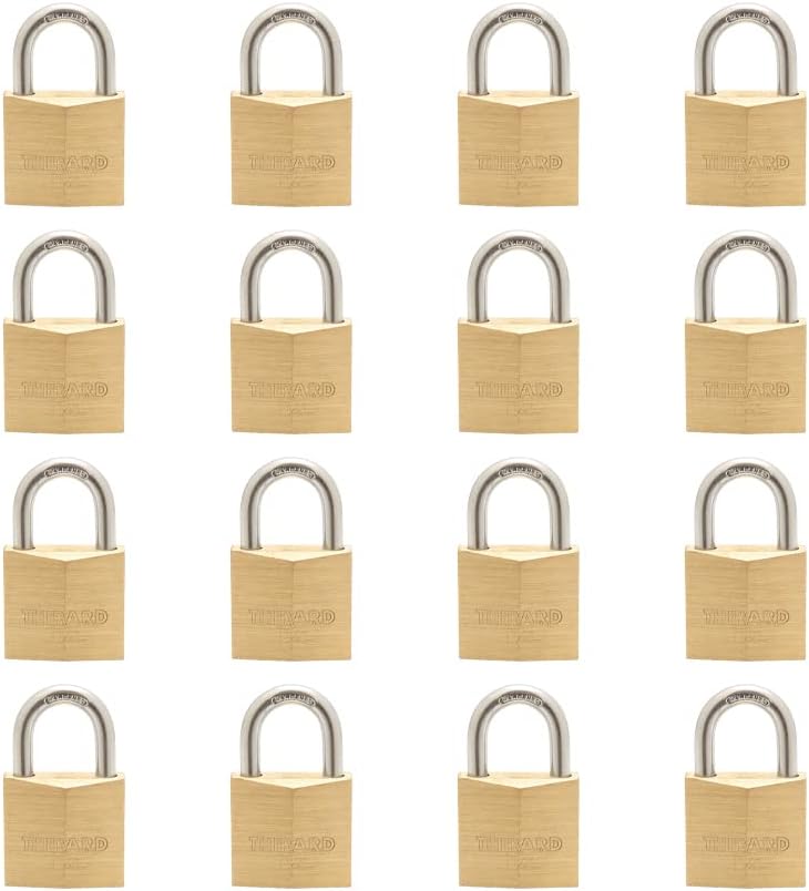 16 Pack Keyed Alike Solid Brass Padlock with 1-1/4” Wide Lock Body V873