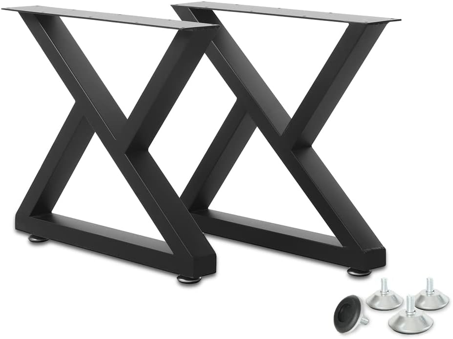K Shape Black Metal Table Legs 1 Set of 2 pcs I78213