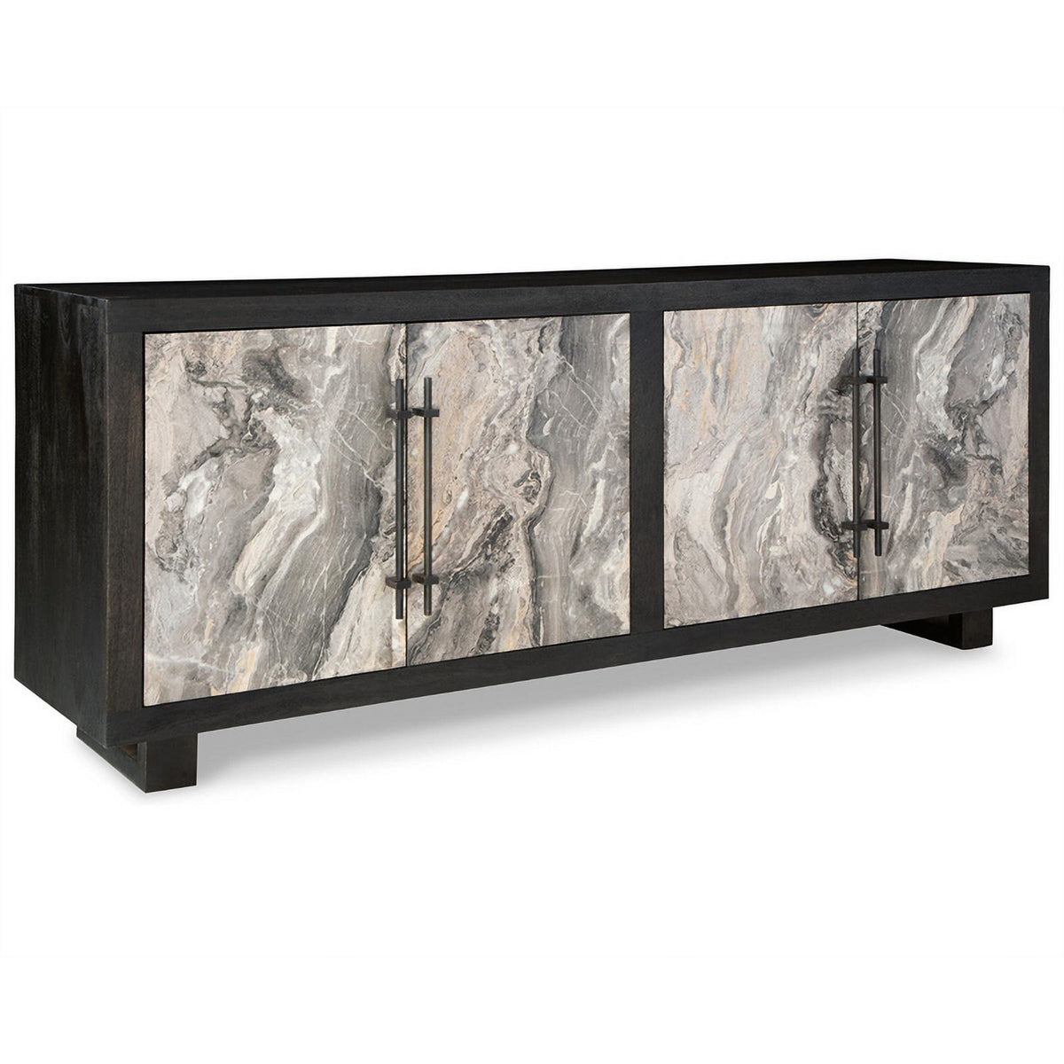 Light Gray and Black Wood Accent Cabinet T3874