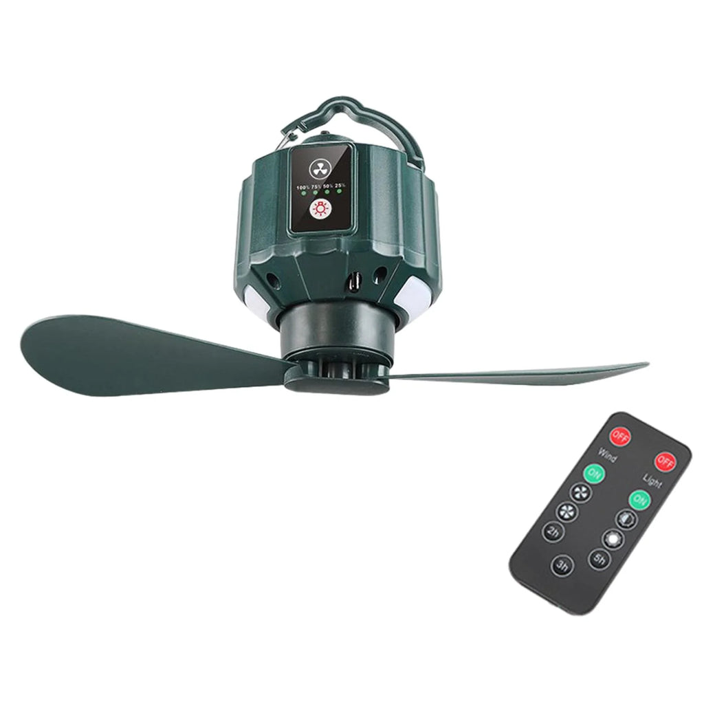 Camping Fan with LED Lantern, USB Port, Remote Control, 3 Speeds E750825