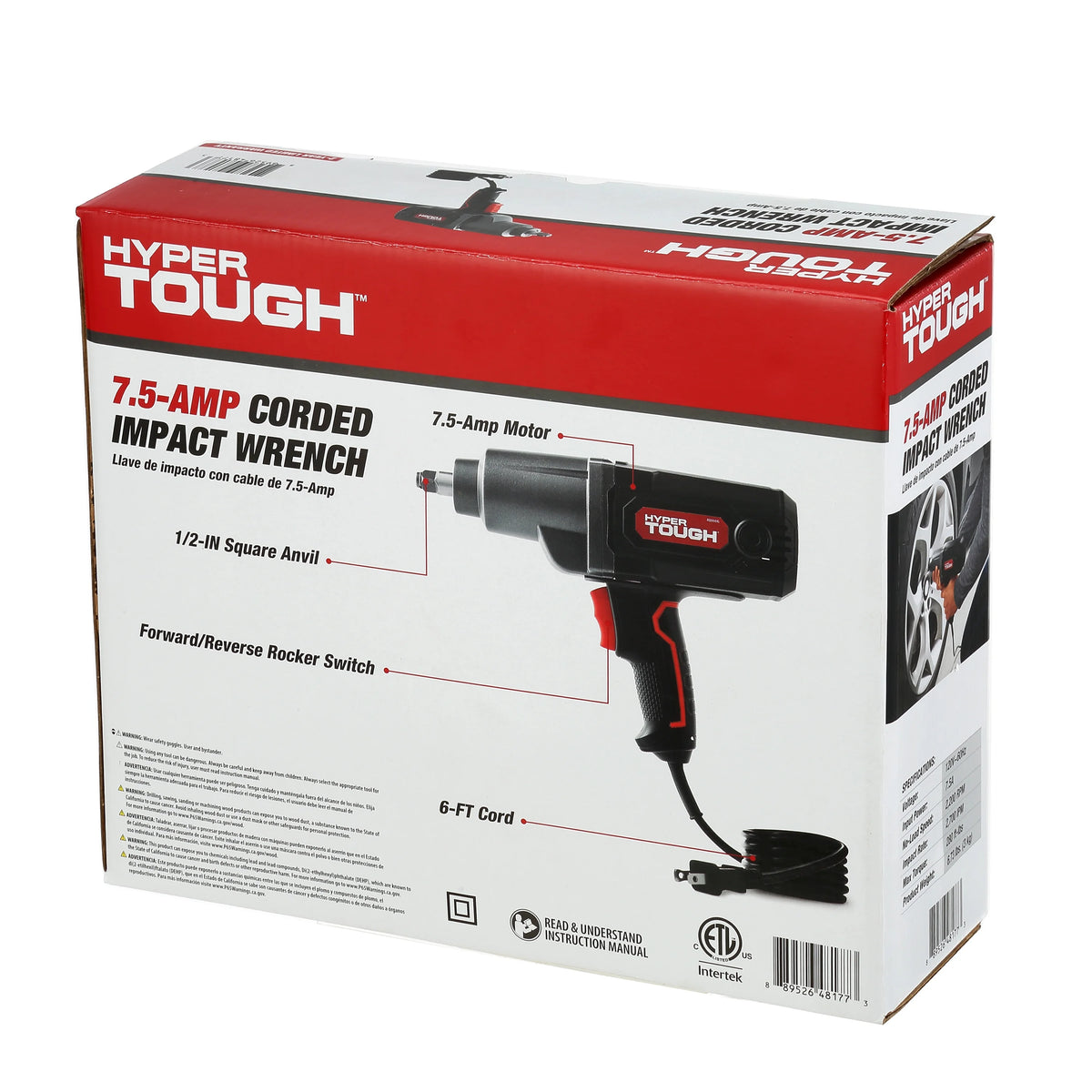 7.5A Corded Impact Wrench with 1/2 inch Anvil U818